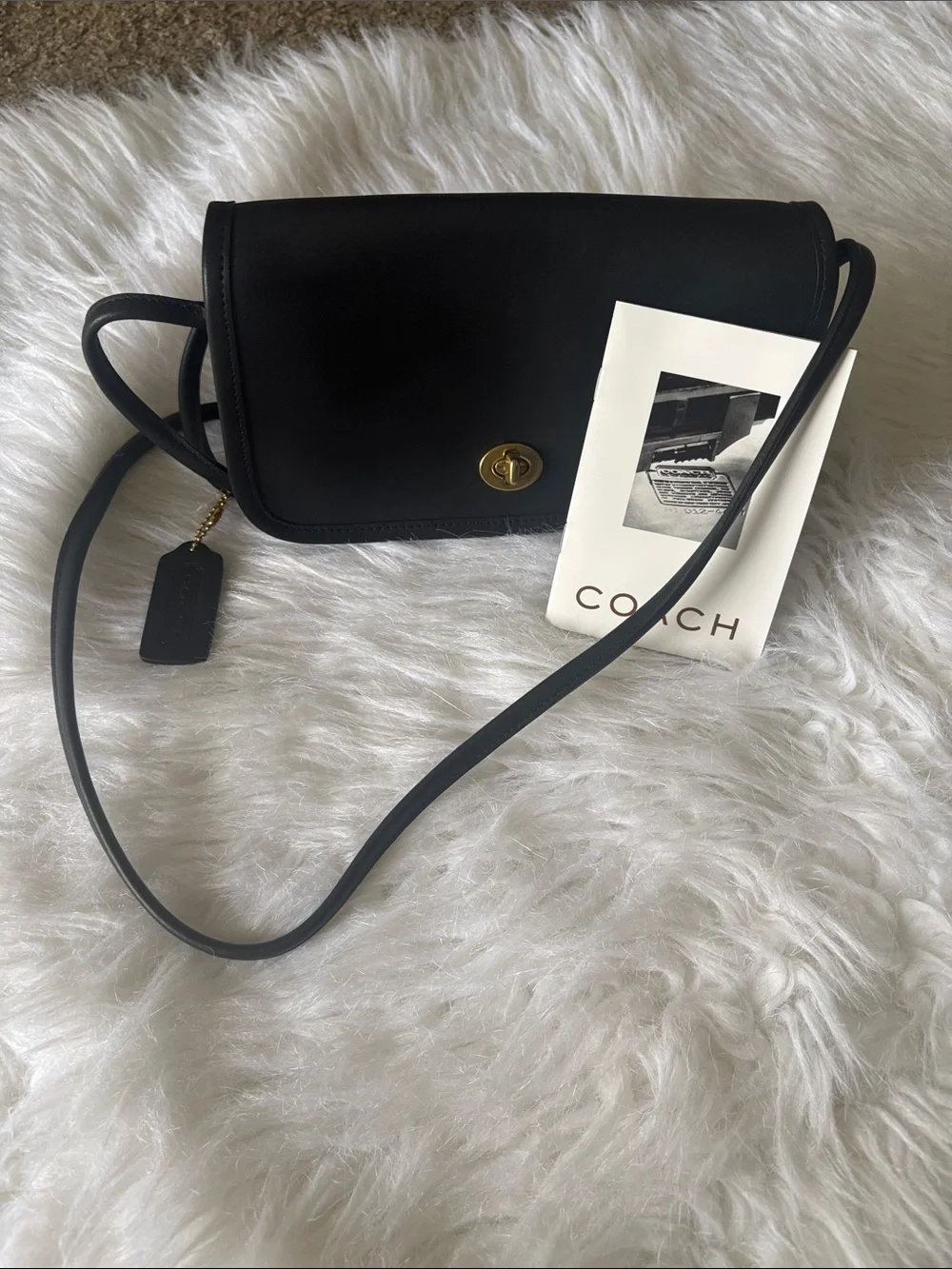 Coach Black Leather Turnlock Crossbody Bag - Picture 1 of 16